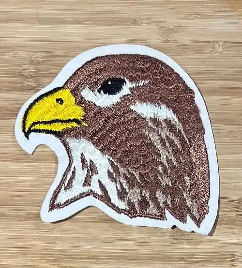 Falcon Die Cut Head Shot Vintage Patch Wild Bird Animals EXC Stitching N.O.S.  Item measures approximately 4 inches x 4 inches, detailed stitching and in excellent