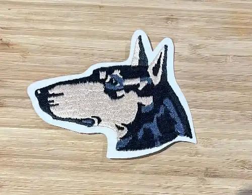 DOBERMAN Pinscher Die Cut Head Shot Vintage Patch Dog Animals Canine EXC Stitching  Item measures approximately 4 inches x 5 inches, detailed stitching