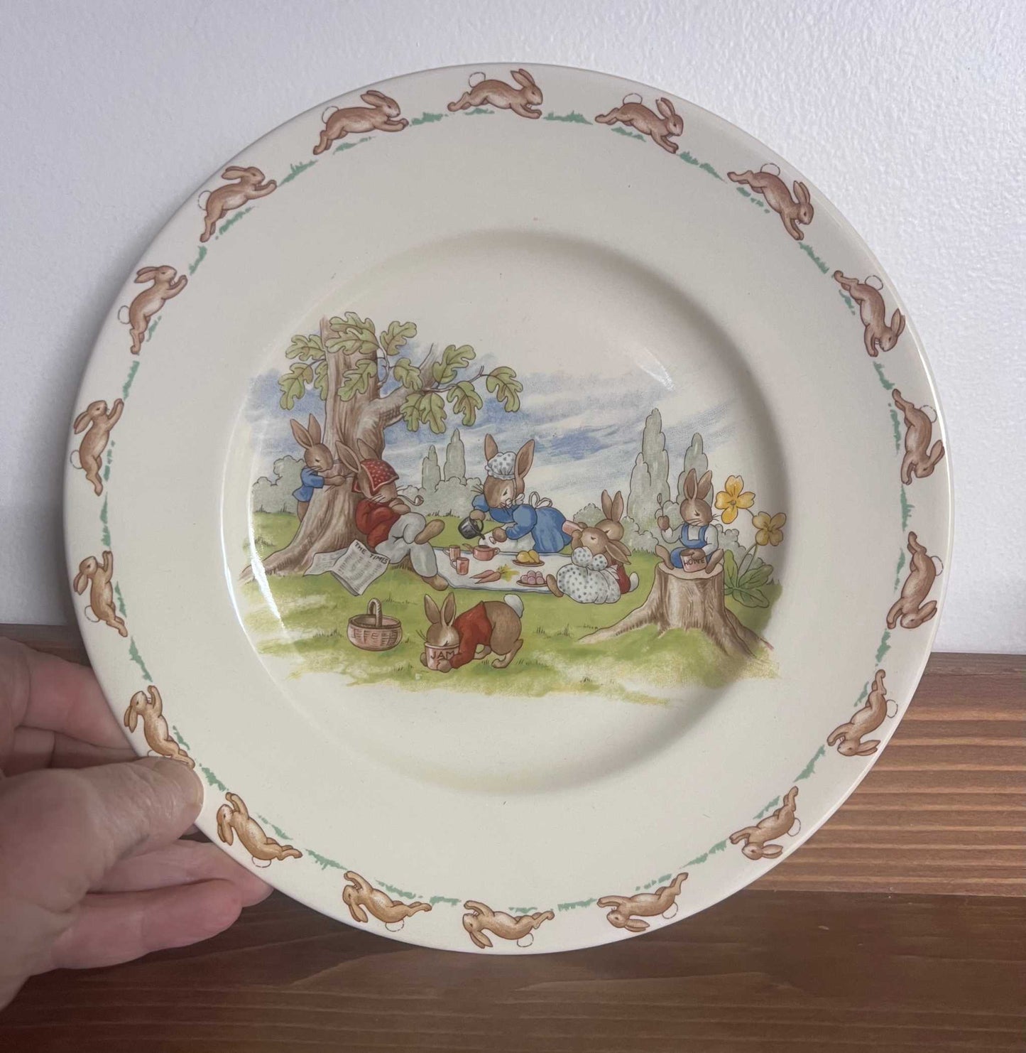 Royal Doulton Bunnykins Plate Great addition to your Bunnykins collection. Excellent condition, vintage and adorable playful scene