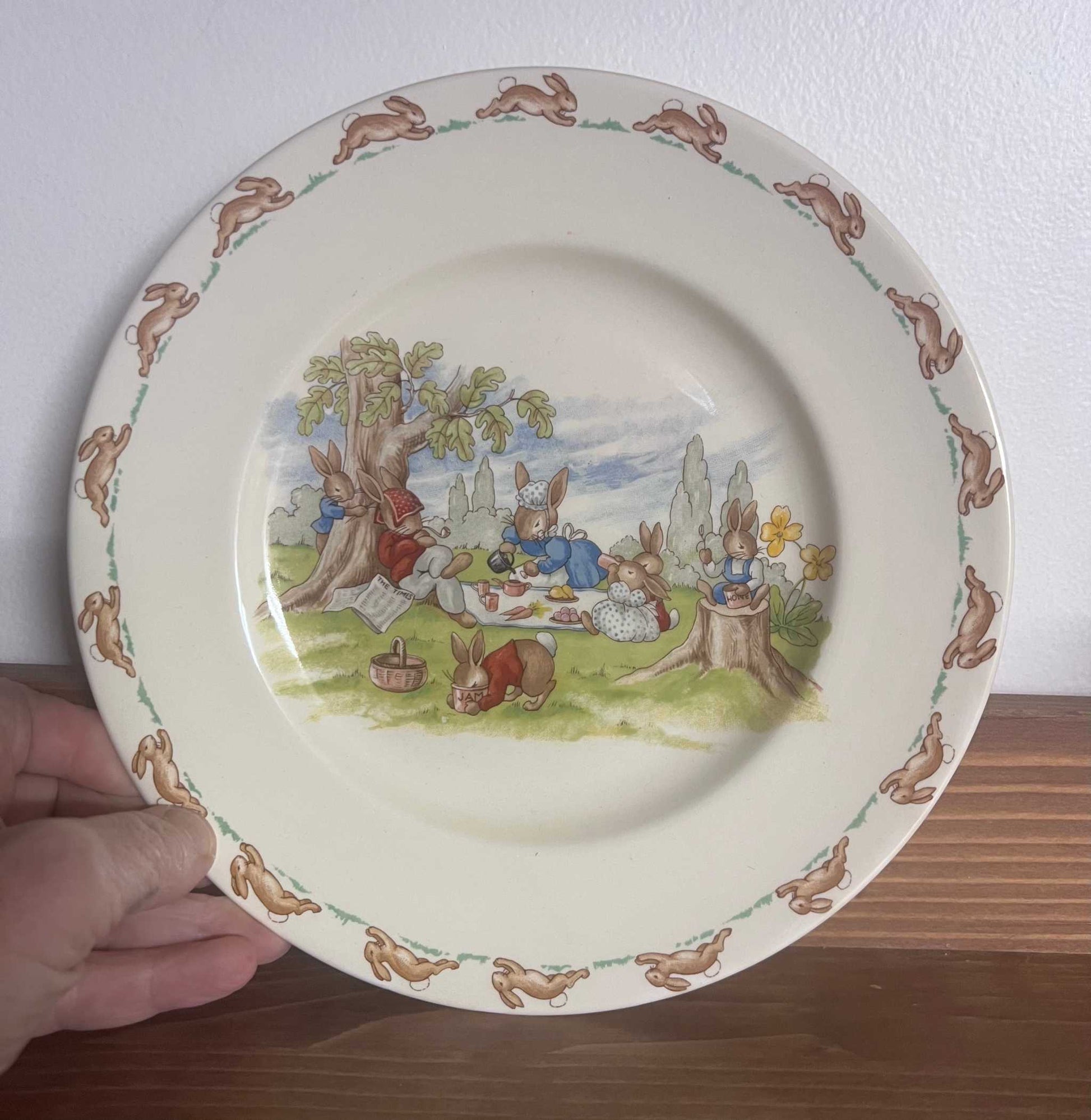 Royal Doulton Bunnykins Plate Great addition to your Bunnykins collection. Excellent condition, vintage and adorable playful scene