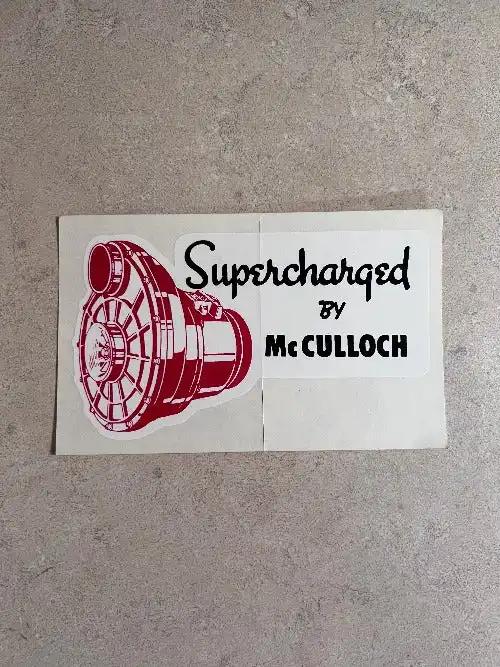 Supercharger Vintage Supercharged By Mc Culloch Window Decal