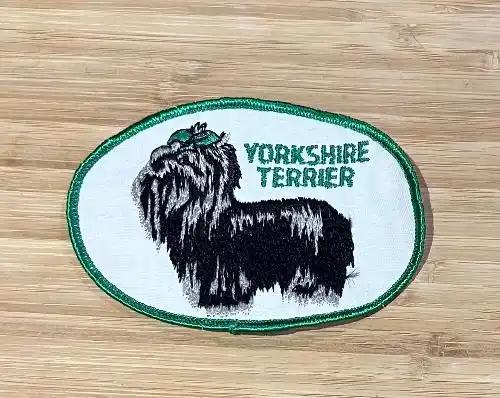 Yorkshire Terrier Vintage Patch Oval Dog Animals Canine Excellent Stitching NOS Item measures approximately 4.5 inches x 3 inches, OVAL detailed stitching