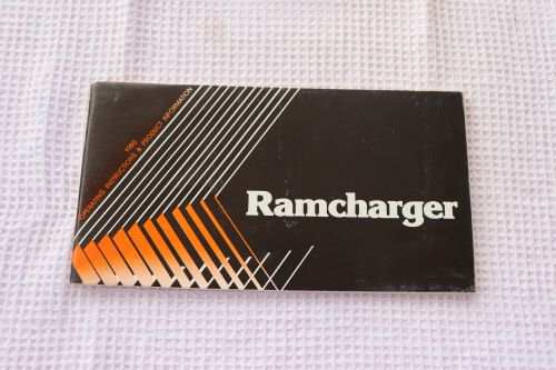 RAMCHARGER BROCHURE 1980 Operating Product Information CHRYSLER Corp Manual Brochure NOS