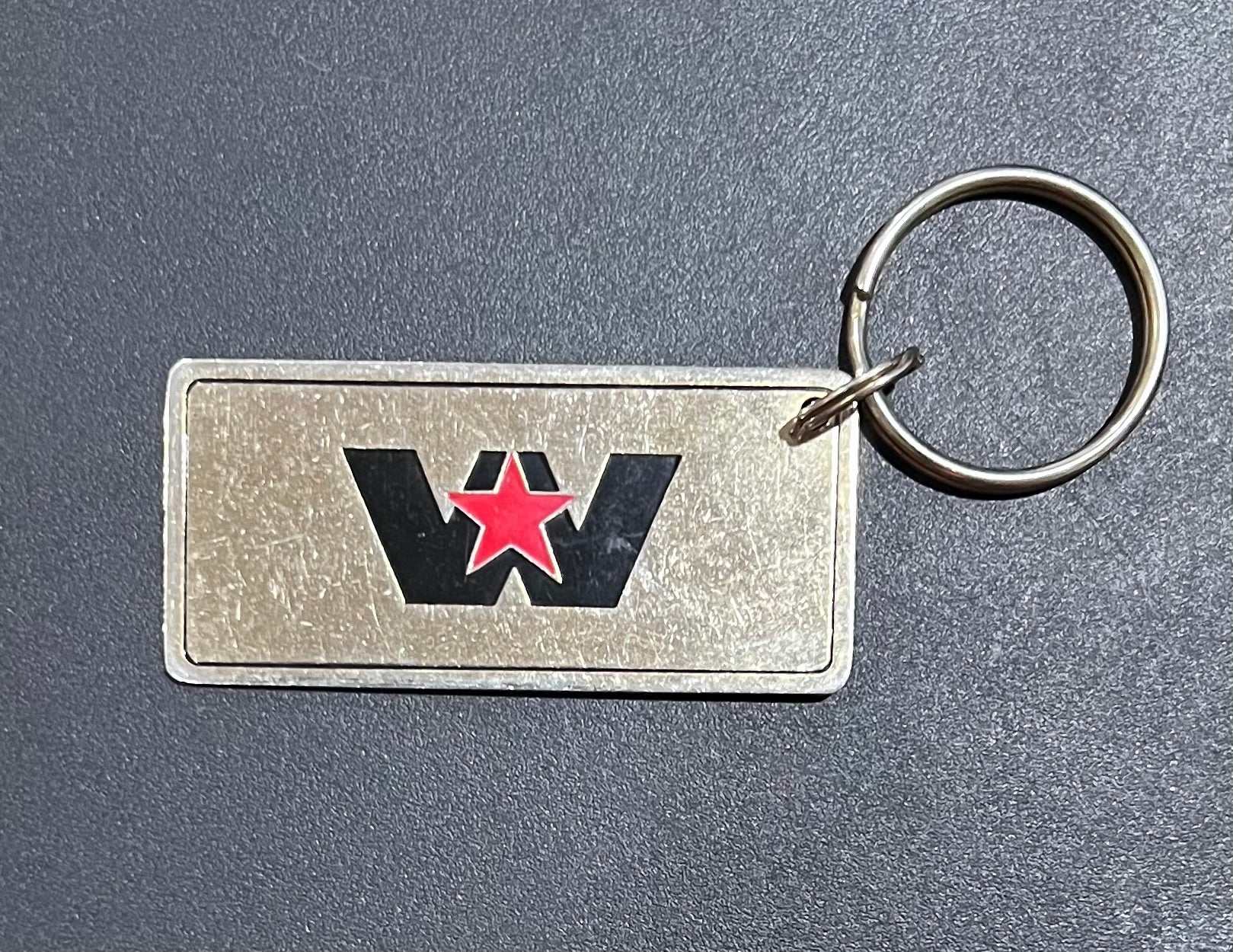 Western Star Logo Gold Plated Metal Keychain with Engravable Backside NOS Relic has been store safely away for decades and shows some wear but vintage from the 1980s