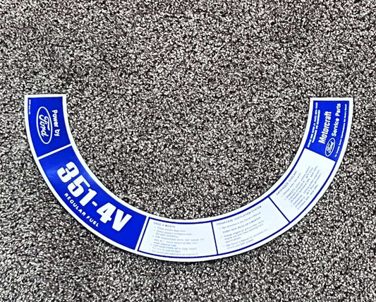 Ford Torino 1972 351 4V REG FUEL Air Cleaner Decal Restoration EXC NOS Regular Fuel. Has been stored safely away for decades and measures approx 1.75 in x 13.75 in