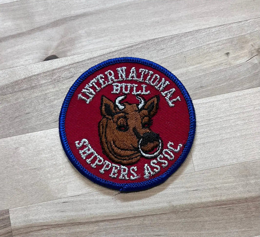 International Bull Shippers Association Vintage Patch New Old Stock Eclectic Relic has been safely stored away for decades and measures approximately a 3 inch circle