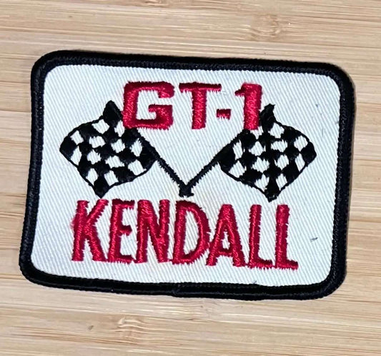 Kendall Motor Oil GT 1 Sponsorship Racing Flags Vintage Patch NOS Petro Relic has been store safely away for decades and measures approx  2.5 in x 3.25 inchesKendall Motor Oil GT 1 Sponsorship Racing Flags Vintage Patch NOS Petro Relic has been store safely away for decades and measures approx  2.5 in x 3.25 inches