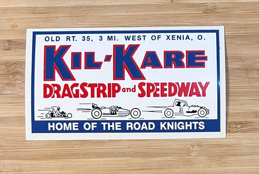 Kil Kare Dragstrip and Speedway Racing Decal Restoration New Old Stock Relic has been store safely away for decades and measures approximately 3 inches x 3.5 inches