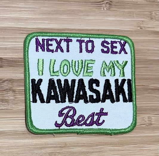I Love My Kawasaki Best Next To Sex Vintage Patch Motorcycle EXC Item