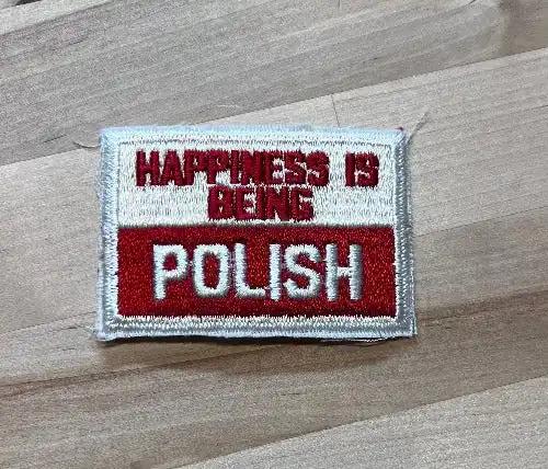 Happiness Is Being Polish Vintage Patch Eclectic Mint New Old Stock Item Relic has been safely stored away for decades and measures approx 2 inches x 3 inches