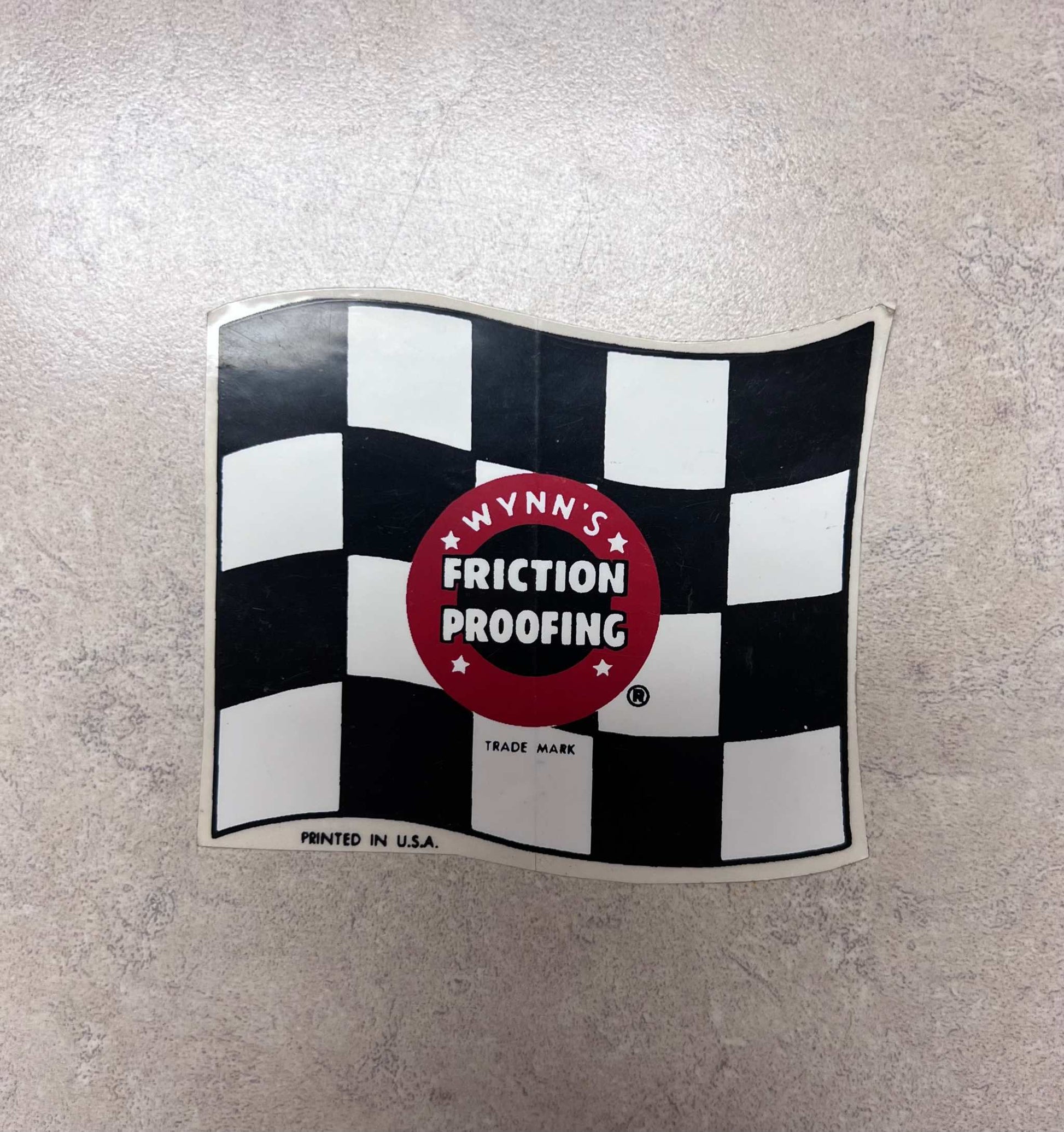 Wynns Friction Proofing Cross Flags Oil Engine Parts Racing Decal EXC Item Relic has been stored away safely for decades and measures approximately a 3 inch x 3.5 in