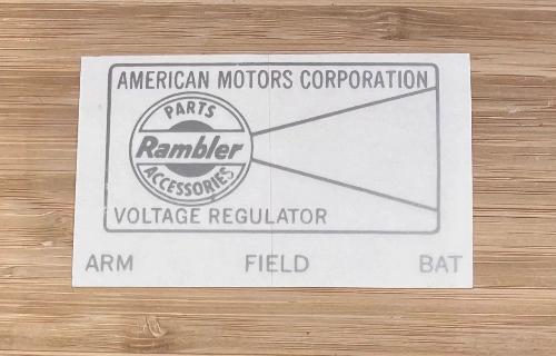 American Motors Rambler Parts 1958-69 Voltage Regulator Decal