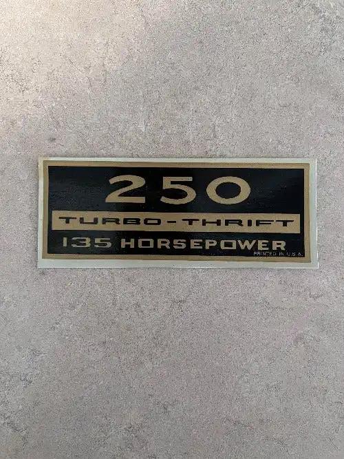 250 TURBO THRIFT 135 Horsepower Water Decal Valve Cover