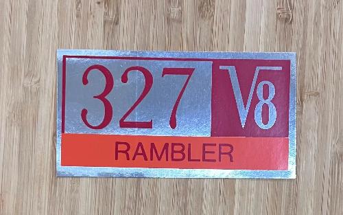 American Motors Rambler 1964-1965 327 V8 Valve Cover Red Decal