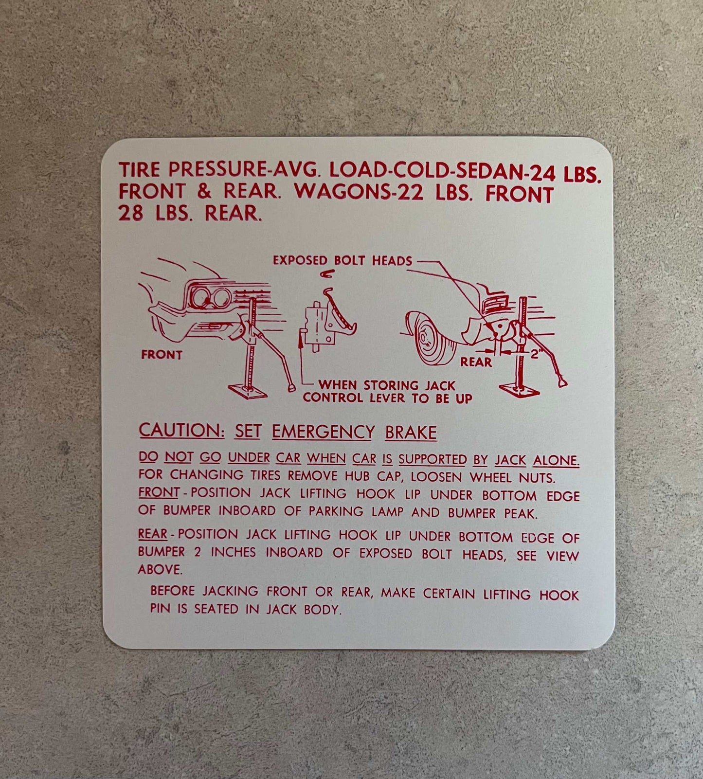 Buick 1963-64 Specialty Skylark Jack Instructions Decal Restoration EXC NOS Relic has been safely stored away for decades and measures approximately 4.75 inches square