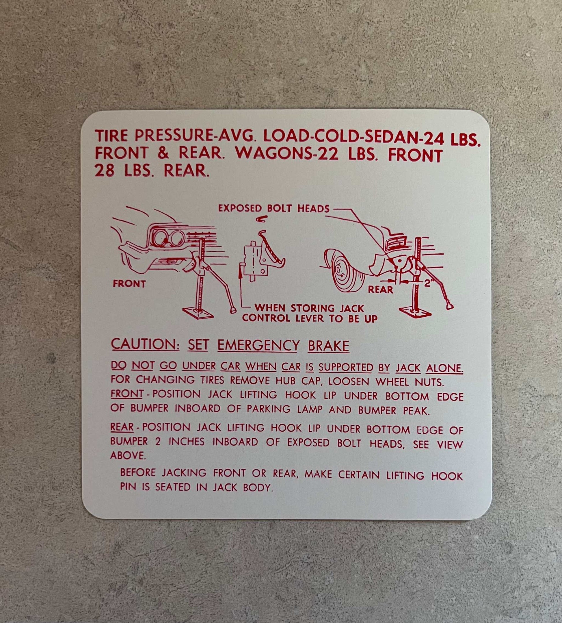 Buick 1963-64 Specialty Skylark Jack Instructions Decal Restoration EXC NOS Relic has been safely stored away for decades and measures approximately 4.75 inches square