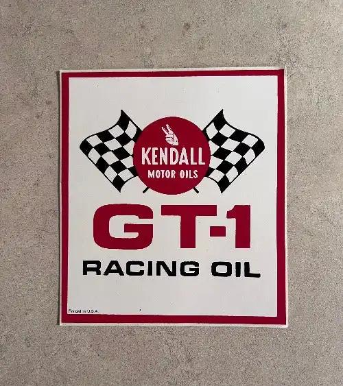 Kendall Motor Oils GT 1 Racing Oil Cross Flags Vintage Decal