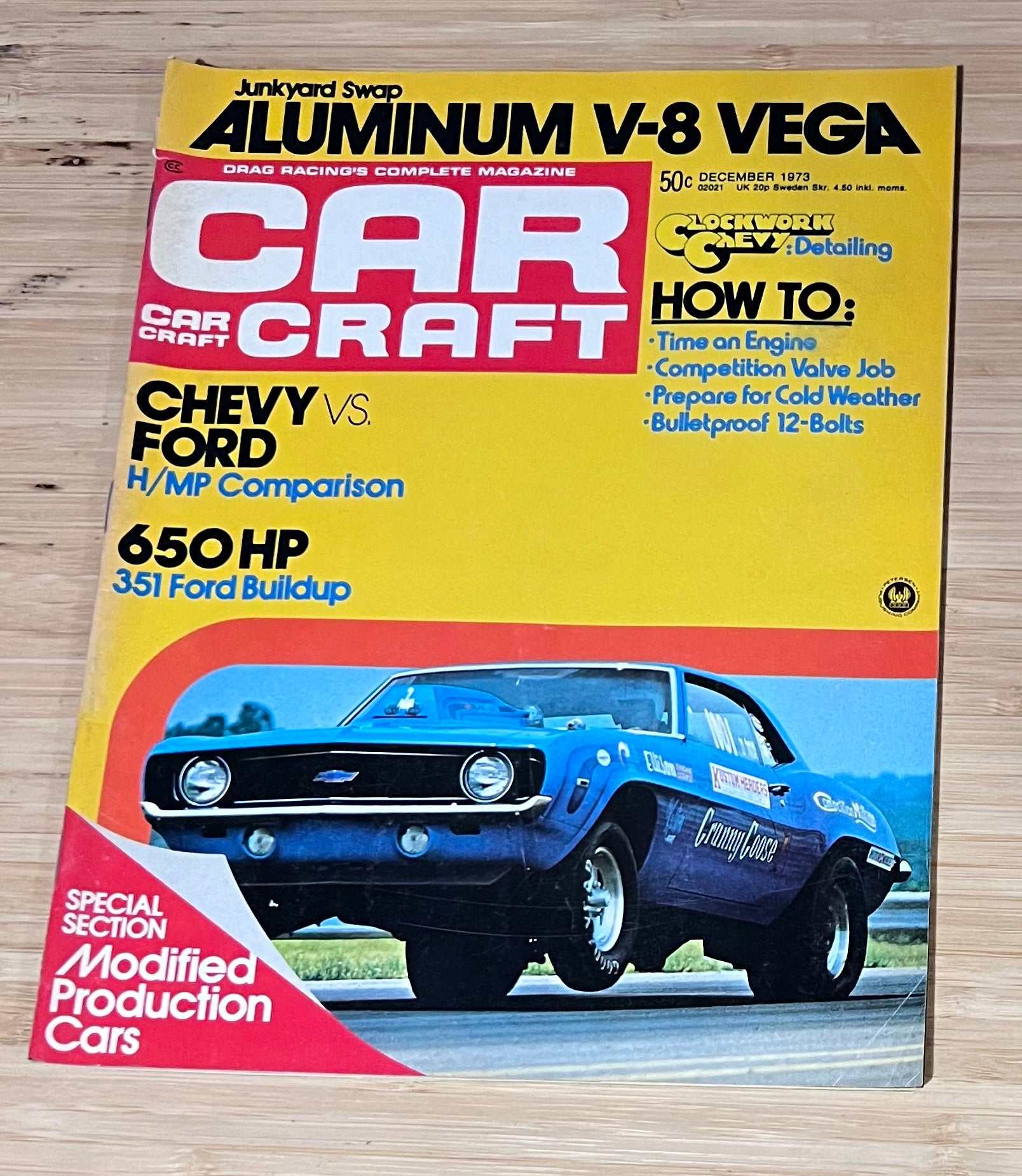 Car Craft December 1973 Magazine Eclectic Collection Featured Vega V8 Relic has been store safely away for decades and also features Chevy vs Ford 650 HP 351 Ford