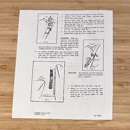 American Motors 1967-69 AMC Seat Belt Instruction Folder