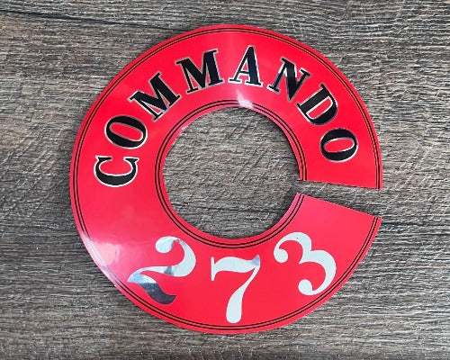 Plymouth 1964-1967 Commando 273 Air Cleaner Decal Valiant Cuda N.O.S. EXC relic has been stored away safely for decades and measures approximately a 6 inch circle