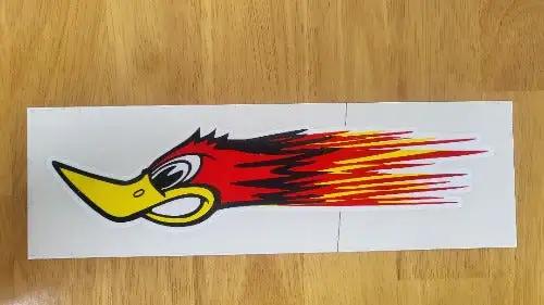 Mr Horsepower Flaming Woodpecker Window Decal Racing Facing Left NOS Relic has been stored safely for decades and measures 2 inches in width by 4.25 inches in length