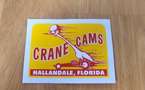 Crane Cams Decal Rectangle Hallandale, Florida Auto Parts N.O.S. Item. This relic has been stored for decades and measures 3 inches in width by 4 inches in length.