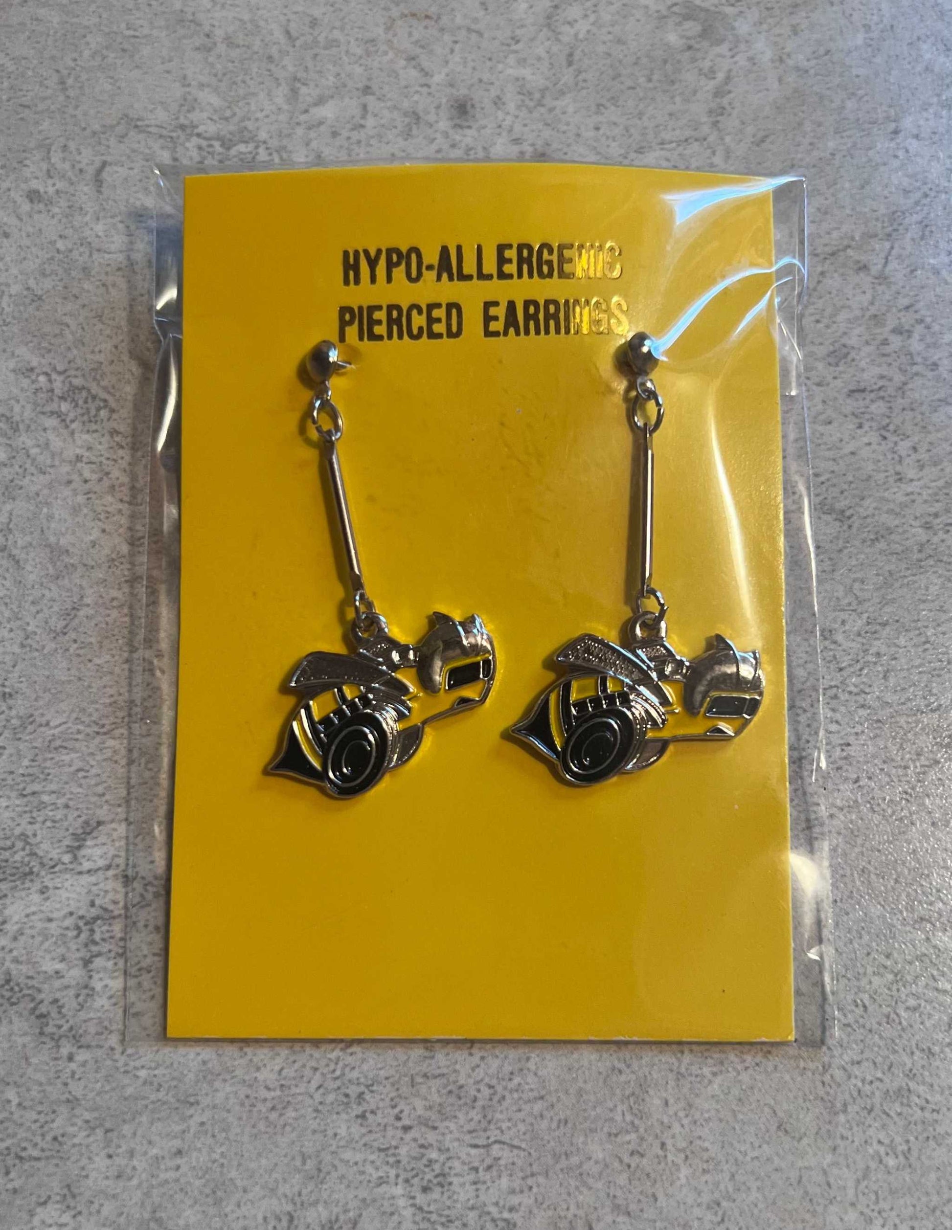 Dodge Super Bee Silver Color Earrings Pair Post Hypo Allergenic Accessories EXC Relic has been store safely away for decades and will be a great compliment to your classic