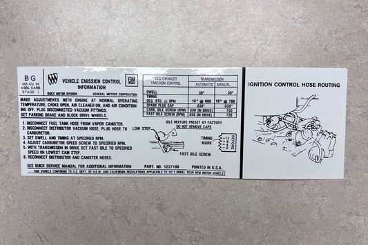 Buick 1971 455 4V AT MT Transmission Emission Decal Stage 1 Restoration Condition Relic has been stored away for decades and measures approximately 3 inches x 9.25 inches