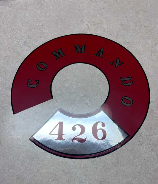 1964-65 Plymouth Belvedere Fury Commando 426 Air Cleaner Decal EXC Relic has been safely stored away for decades and measures approximately 10.75 inch circle