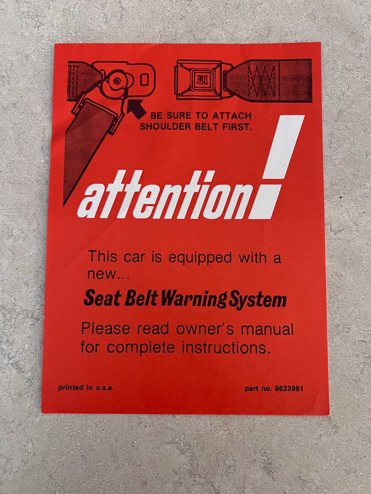 Buick 1972 Skylark Seat Belt Instruction Sleeve Parts Decal Restoration NOS Relic has been stored away for decades and measures approximately 5.25 inches x 7.25 inch