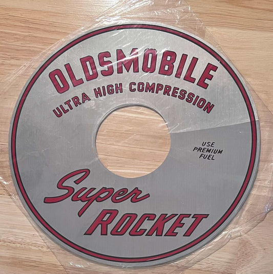 Oldsmobile 1965-67 Super Rocket Ultra High Compress Air Cleaner Decal EXC Restoration Relic has been safely stored away for decades and measures approximately 11 inch