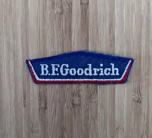 BF Goodrich Tire Rare Vintage Patch New Old Stock Racing Item and Last One Relic has been safely stored for decades and measures approx 1 in x 3.75 inches Collectors