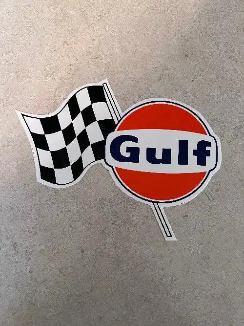 Gulf Petro Oil Racing Left Hand Cross Flag 1960s-1970s Decal