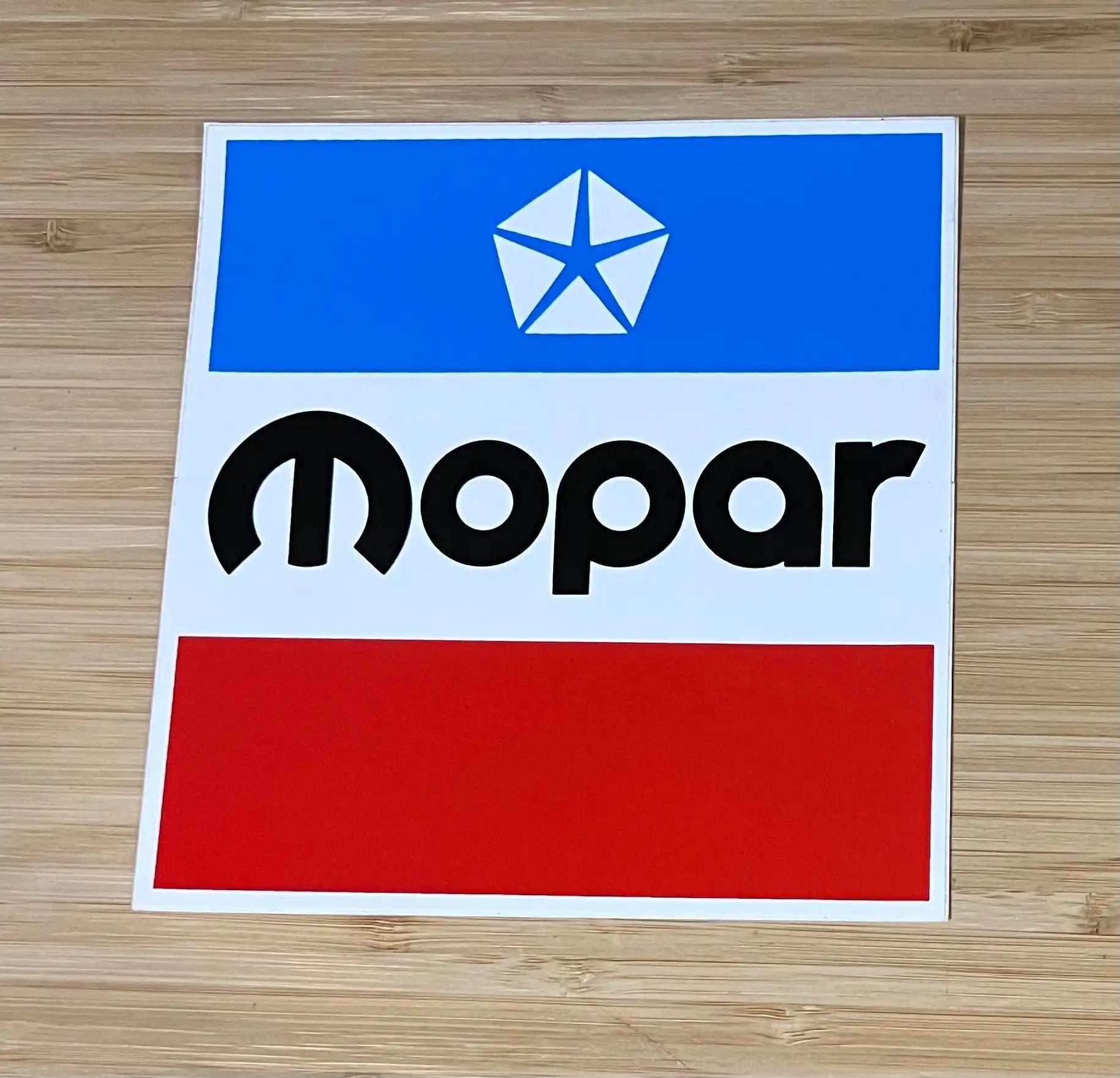 Mopar Pentastar Logo 6 half inch Decal Shop Restoration N.O.S. Condition relic has been stored away safely for decades and approximately measures 6 half inch square