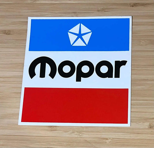 Mopar Pentastar Logo 6 half inch Decal Shop Restoration N.O.S. Condition relic has been stored away safely for decades and approximately measures 6 half inch square