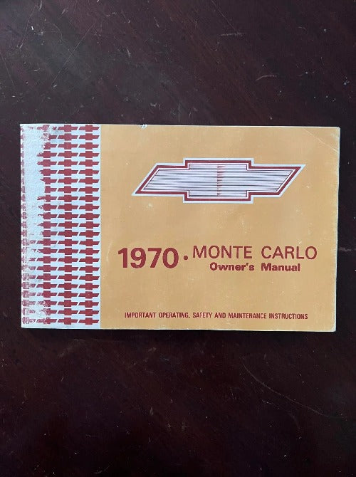 1970 Chevrolet Monte Carlo Original Owners Manual
