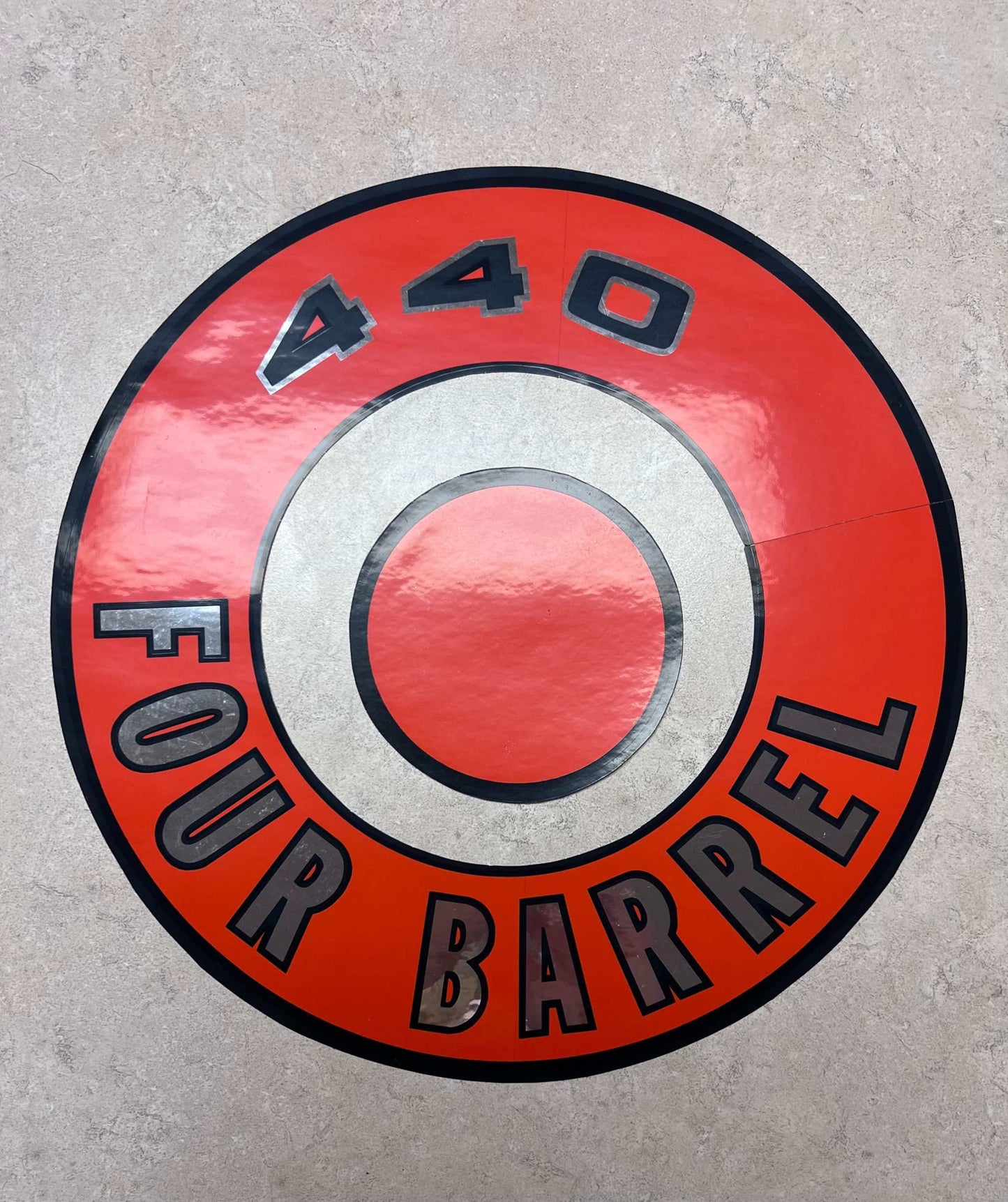 1966-71 Mopar 440 Four Barrel Air Cleaner Decal Orange Silver Metallic NOS