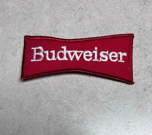 Vintage Budweiser Red Bowtie Patch Traditional Logo EXC Eclectic Item Relic has been safely stored away for decades and uniquely measures approx 2 in x 4.25 inches
