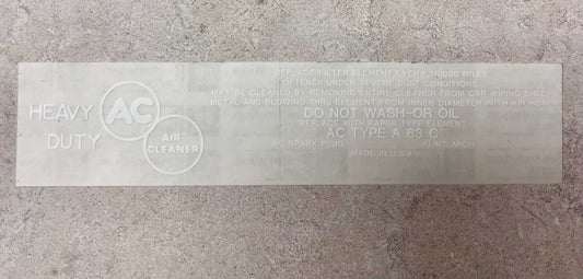 Cadillac 1961-64 Air Cleaner Service Instructions Decal Restoration EXC Condition N.O.S. Rare Relic has been safely stored away for decade