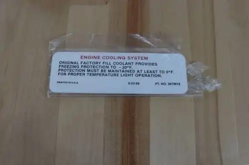 GM Engine Cooling System Decal Official Licensed Parts Auto 1970-1972. Relic has been stored for decades and measures approx 1.5 in wide and the length is 4.75 in