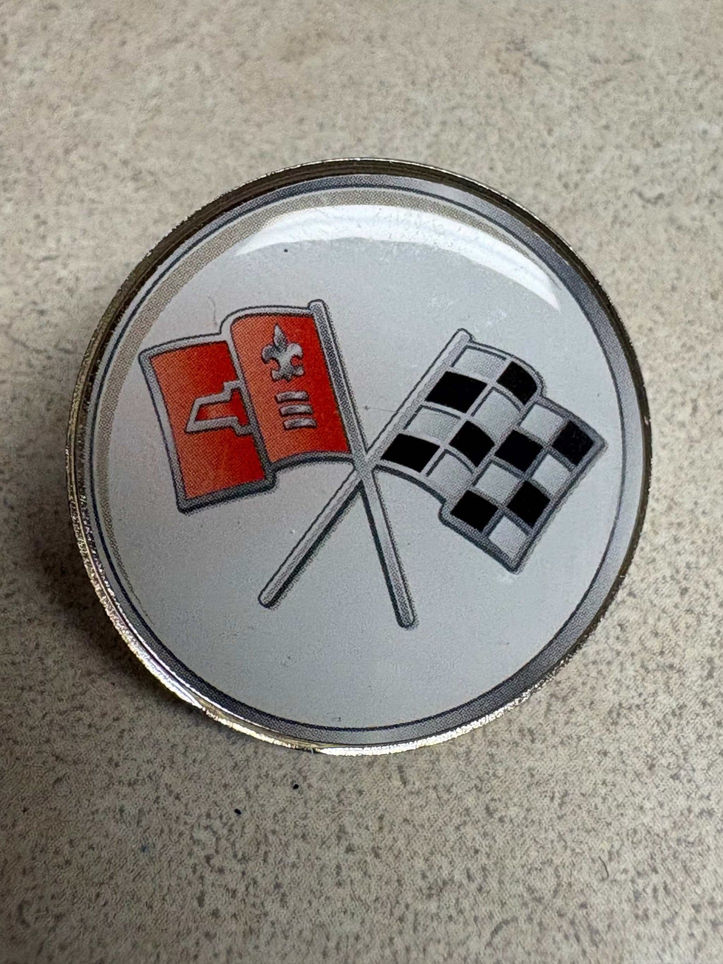 Chevrolet Corvette Cross Flags Lapel Hat Pin Collectible Auto