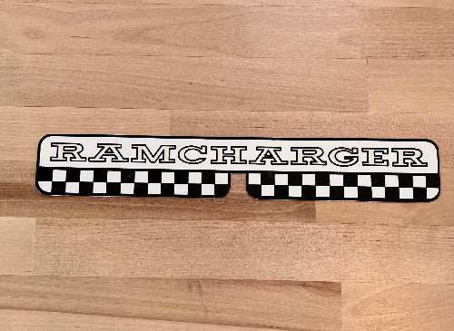 Coronet RAMCHARGER Underhood 1969-1970 Decal Dodge Checkered Flag Mint EXC.&nbsp; Relic has been stored safely away for decades and measures approx 1.75 in x 11 in
