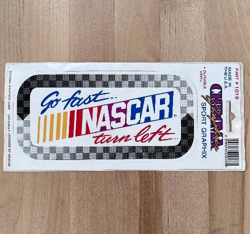 NASCAR Go Fast Turn Left Decal Officially Licensed Racing Officially Licensed and Rare NOS The peel and stick vinyl measures approx 3 in x 6.25 Nascar Item Mint EXC