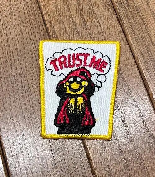 TRUST ME Goblin Retro Unique Patch Detailed Classic Vintage TRUST ME patch. Great goblin character detailed stitching, unique design, measures approximately 2 x 3 inches. patch PG Relics