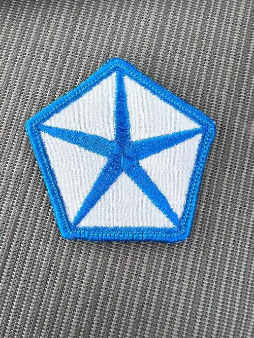 Chrysler PENTASTAR LOGO PATCH Blue and White Stitched NOS Mint Auto measures approximately 3 x 3 inch and is in excellent new old stock condition. Detailed stitching