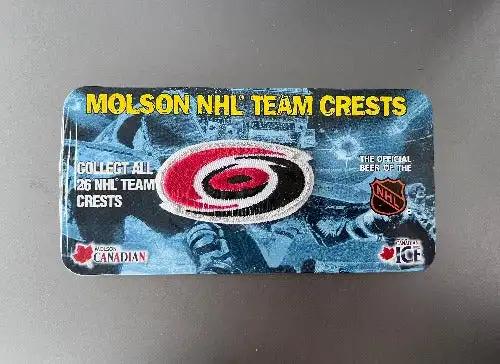 1998 Carolina Hurricanes Molson NHL Patch Team Crests Retro Unique MINT Vintage mint on card Relic has been stored safely away for decades and measures approx 1.5 in