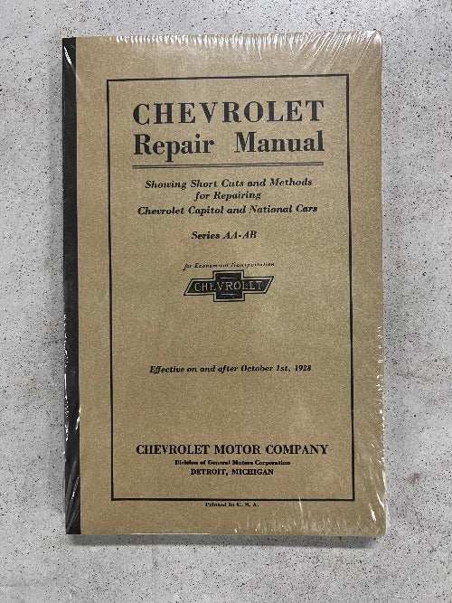 CHEVROLET REPAIR MANUAL MINT VINTAGE NOS SERIES AA - AB ORIGINAL CHEVROLET REPAIR MANUAL VINTAGE NEW OLD STOCK Showing short cuts and methods for repairing Chevrolet