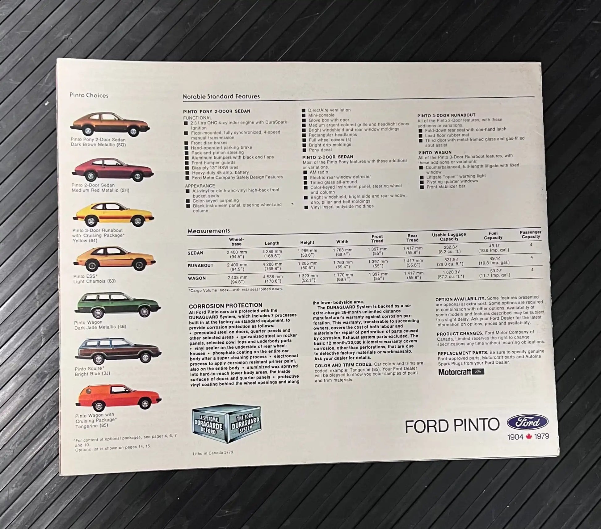1979 FORD PINTO Sales Brochure 16-page Original Car Dealer Catalog MINT