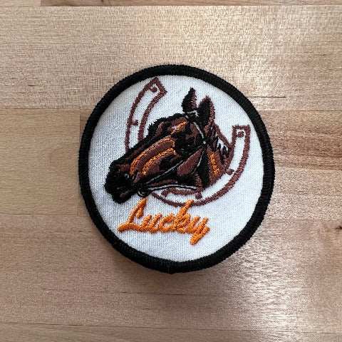 LUCKY Horse horseshoe patch and measures 3 in circle and is in great vintage condition.  Perfect for the horse lover out there, only on PG RELICS. Who is the lucky 1