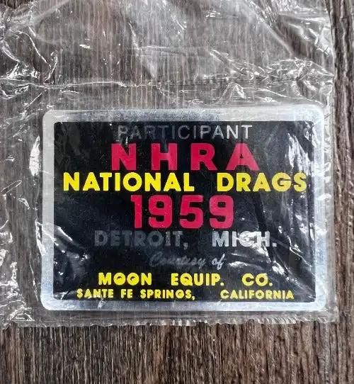 NHRA 1959 Drag RACING Series DECAL Classic Hot Rod Memorabilia N.O.S. Relic stored away with care and in Excellent NOS condition Item measures approx 1.75 x 2.5 inch